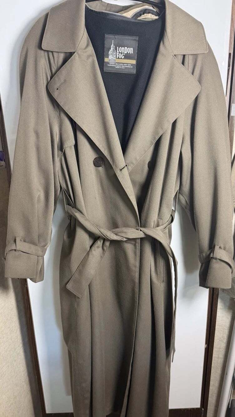 VTG London Fog Gabriela 66 Trench Coat 12P Khaki Belted Zip Liner Union Made - Picture 2 of 6